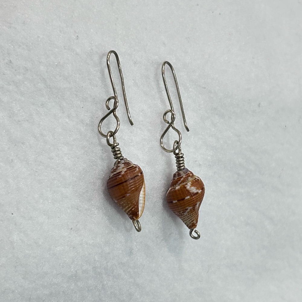 Shell Dangle Earrings with Silver Hooks